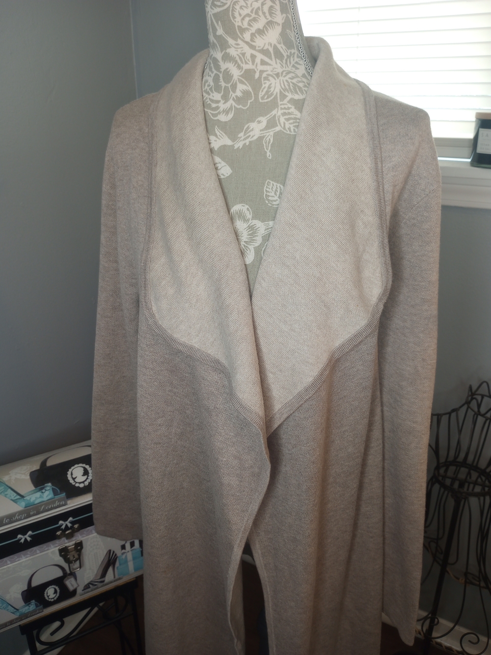 Chico's Women's Open-Front Shawl Collar Cardigan - Light Taupe